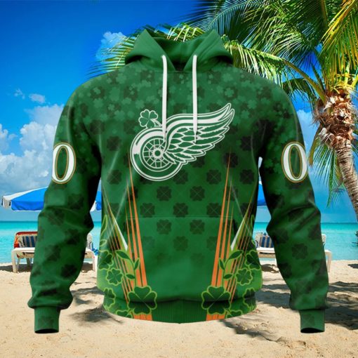 Personalized NHL Detroit Red Wings Full Green Design For St. Patrick’s Day Hoodie