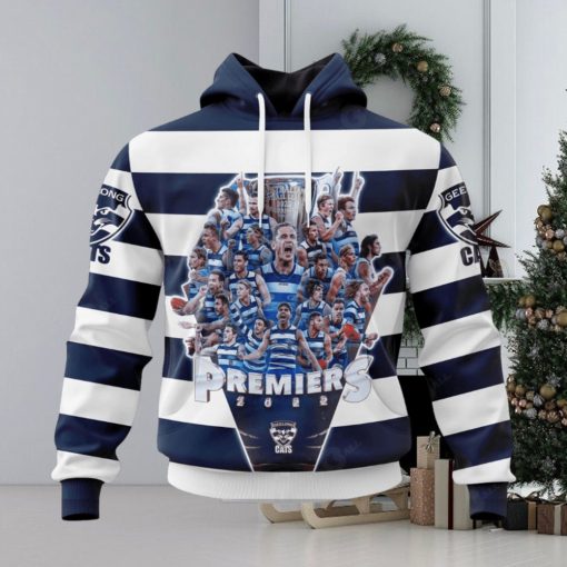 Personalized Name And Number AFL Geelong Cats 2023 PREMIERS Hoodie Sweatshirt 3D