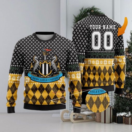 Personalized Name And Number Newcastle United 3D Ugly Christmas Sweater Christmas Holiday Gift
