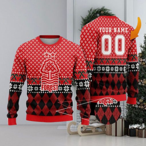 Personalized Name And Number Nottingham Forest 3D Ugly Christmas Sweater Christmas Holiday Gift