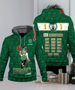 Personalized Name Boston Celtics 17x Champions City Background Green Hoodie Sweatshirt 3D