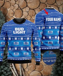 Personalized Name Bud Light Beer 3D All Over Printed Christmas Ugly Sweater Men And Women Gift