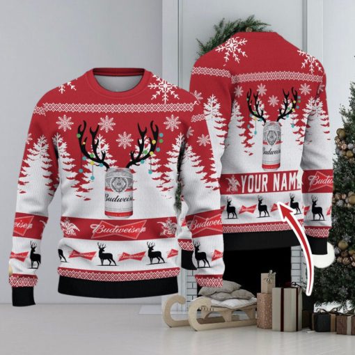 Personalized Name Budweiser Ugly Christmas Sweater Christmas Gift For Men And Women