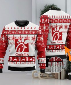 Personalized Name Chick fil A 3D All Over Printed Ugly Christmas Sweater Christmas Gift For Family