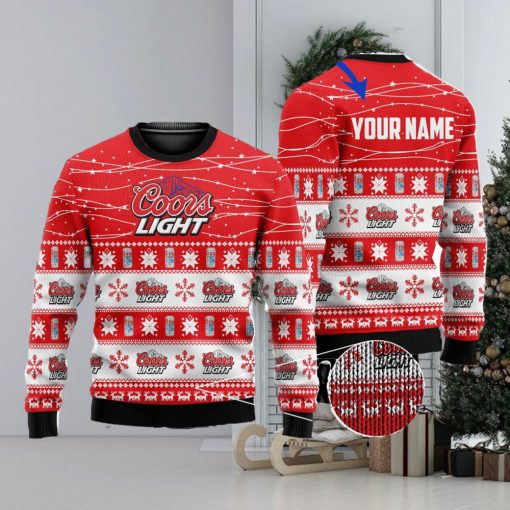 Personalized Name Coors Light Beer 3D All Over Printed Ugly Christmas Sweater Christmas Gift For Family