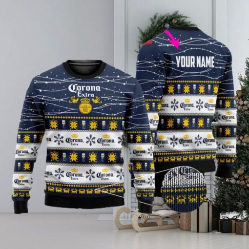 Personalized Name Corona Extra Beer 3D All Over Printed Ugly Christmas Sweater Christmas Gift For Family