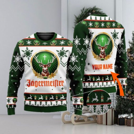 Personalized Name Jagermeister 3D All Over Printed Ugly Christmas Sweater Christmas Gift For Family