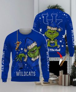 Personalized Name NCAA Kentucky Wildcats Football Fans Sweater Grinch Ugly Sweater Christmas Xmas Gift