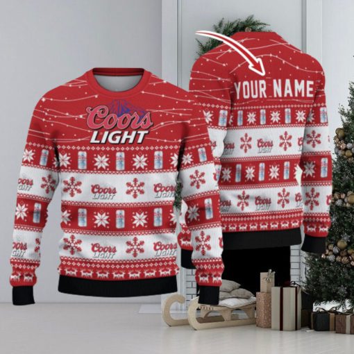 Personalized Name Twinkle Lights Coors Light Ugly Christmas Sweater Christmas Gift For Men And Women