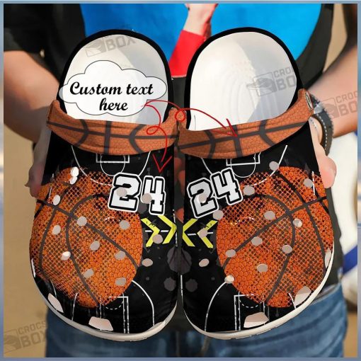 Personalized Number Basketball Black Crocs Shoes