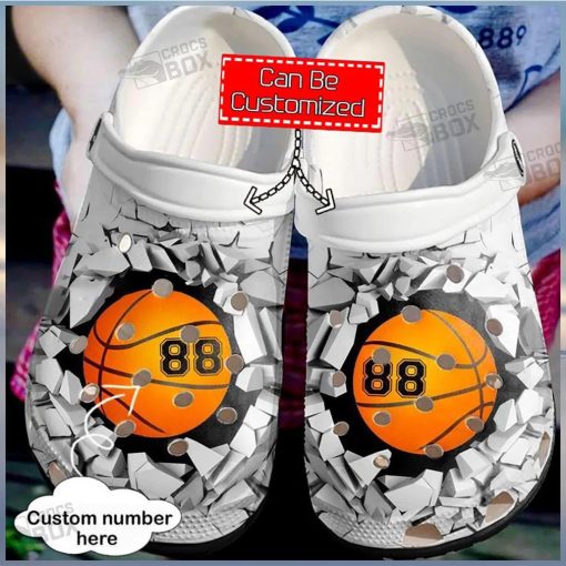 Personalized Number Broken Wall Basketball Gifts Croc