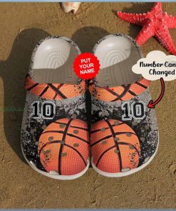 Personalized Number Dimond Basketball Orange Crocs