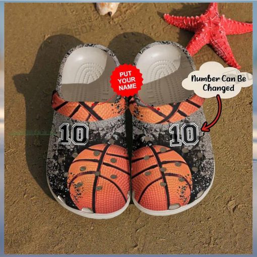 Personalized Number Dimond Basketball Orange Crocs