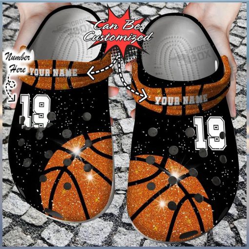 Personalized Number Glow Dimond Basketball Crocs