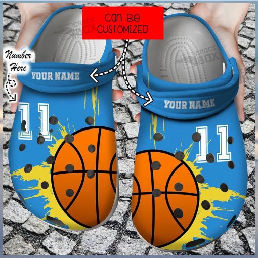 Personalized Number Lover Blue Basketball Crocs Clogs