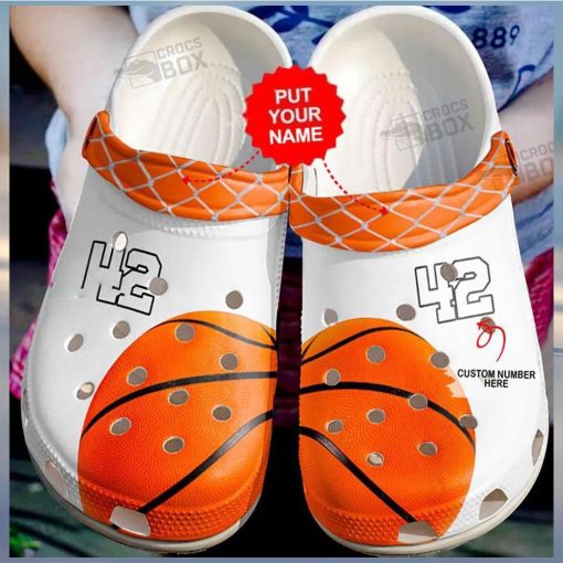 Personalized Number Lover White Basketball Crocs Shoes