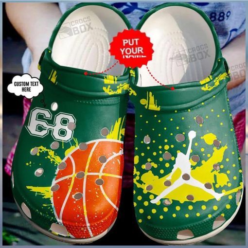 Personalized Number My Passion Basketball Green Crocs Clogs