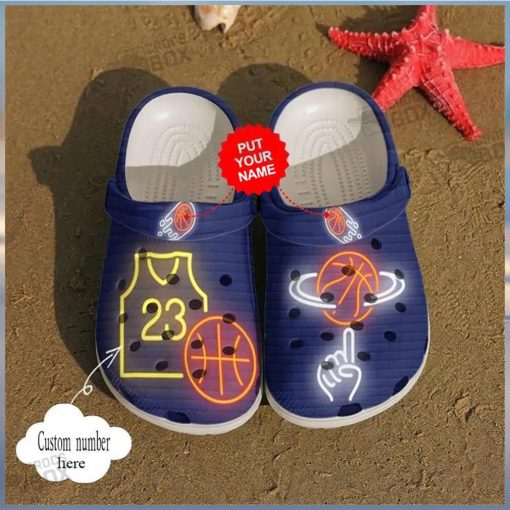 Personalized Number Neon Basketball Crocs