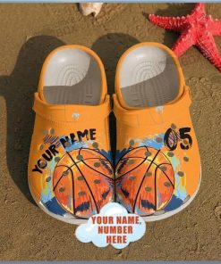 Personalized Number Orange Basketball Crocs