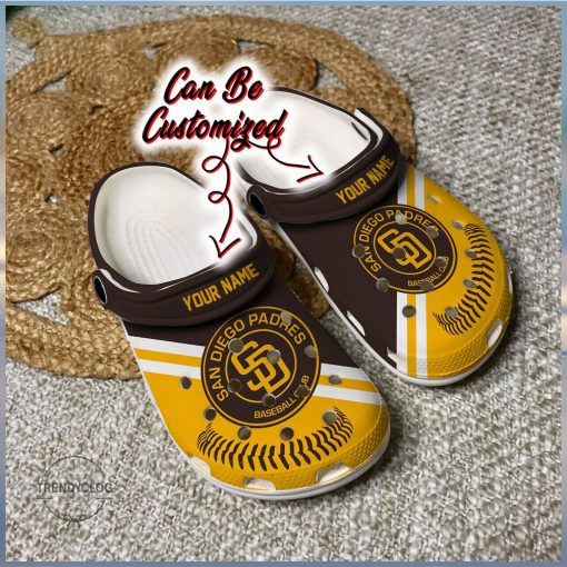 Personalized San Diego Padres Baseball Team Crocs Clog Custom Name Shoes