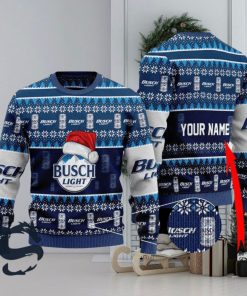 Personalized Santa Hat Busch Light Christmas Sweater, Christmas Gift Apparel, Merry Ugly Christmas Sweater