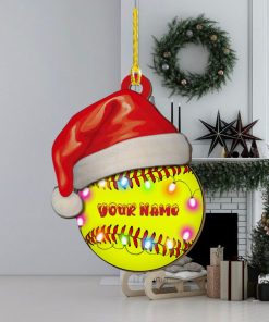 Personalized Softball Layered Wood Christmas Ornament