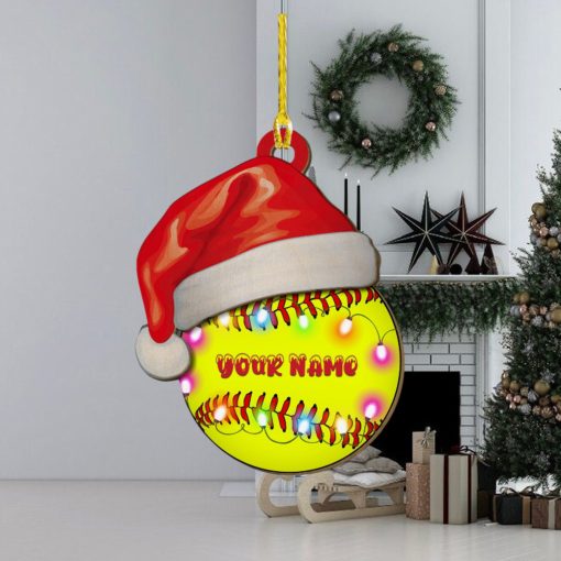 Personalized Softball Layered Wood Christmas Ornament