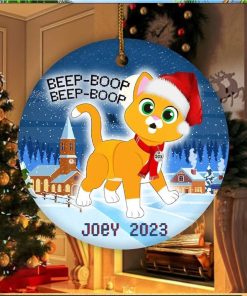 Personalized Sox Cat Christmas Ceramic Ornament