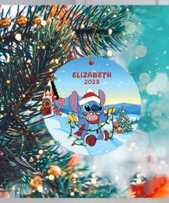 Personalized Stitch Ceramic Ornament, Disney Stitch Christmas Ornament