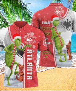 Personalized The Grinch Atlanta Hawks NBA 3D Polo Shirt Hate Morning People Funny