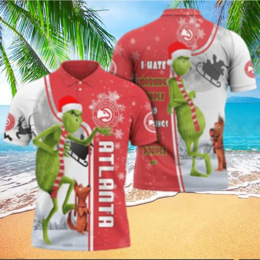 Personalized The Grinch Atlanta Hawks NBA 3D Polo Shirt  Hate Morning People Funny