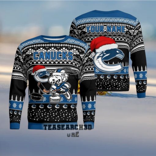 Personalized Vancouver Canucks Snoopy NHL Ugly Christmas Sweater