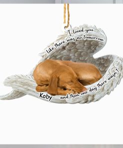 Personalized Vizsla Sleeping Angel Memorial Aluminum Ornament