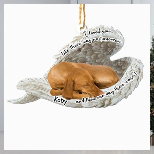 Personalized Vizsla Sleeping Angel Memorial Aluminum Ornament