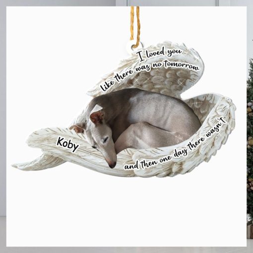 Personalized Whippet Sleeping Angel Memorial Aluminum Ornament