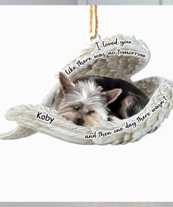 Personalized Yorkshire Terrier Sleeping Angel Memorial Aluminum Ornament