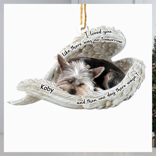 Personalized Yorkshire Terrier Sleeping Angel Memorial Aluminum Ornament