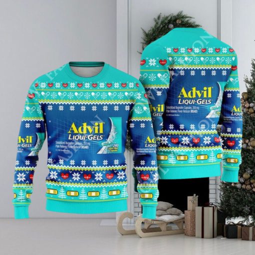 Pharmacy Nurse Medical Advil Liquigels Ugly Christmas Sweater