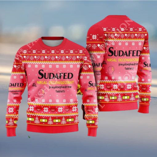 Pharmacy Nurse Medical Sudafed Nasal Decongestant Ugly Christmas Sweater