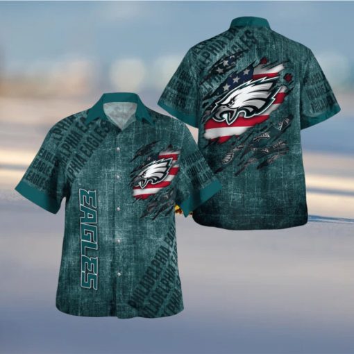 Philadelphia Eagles American Flag 3D All Over Print Hawaiian Shirt