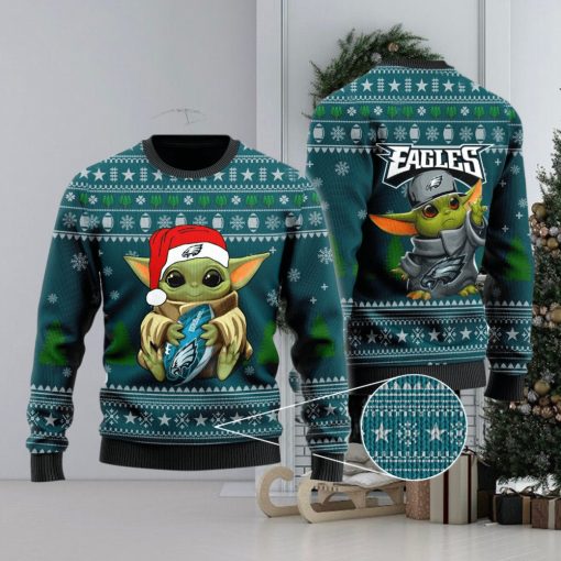 Philadelphia Eagles Baby Yoda Ugly Sweater Christmas