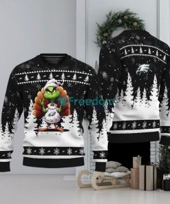 Philadelphia Eagles Black Grinch Turkey Disguise Thankgiving Knitted Christmas Sweater AOP Gift Holidays