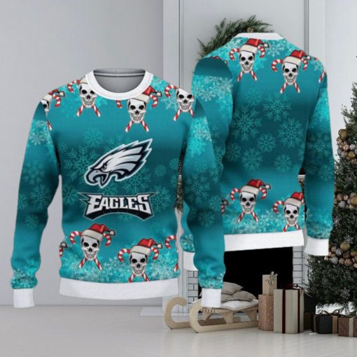 Philadelphia Eagles Christmas Skull 3D Rejoice Ugly Sweater