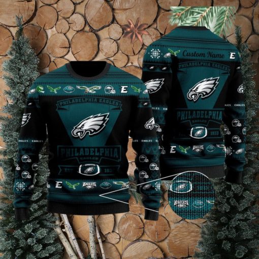 Philadelphia Eagles Football Team Logo Personalizeds Christmas Ugly Wool Knitted Sweater