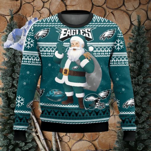 Philadelphia Eagles Funny Santa Claus 3D Christmas Sweater Ugly Christmas Sweater Christmas Gift Ideas