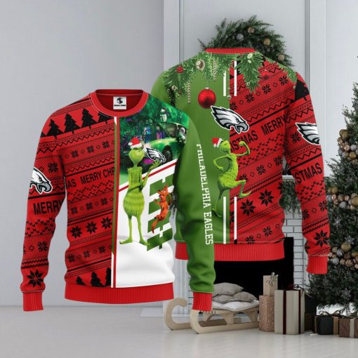 Philadelphia Eagles Grinch & Scooby Doo Christmas Ugly Sweater 1