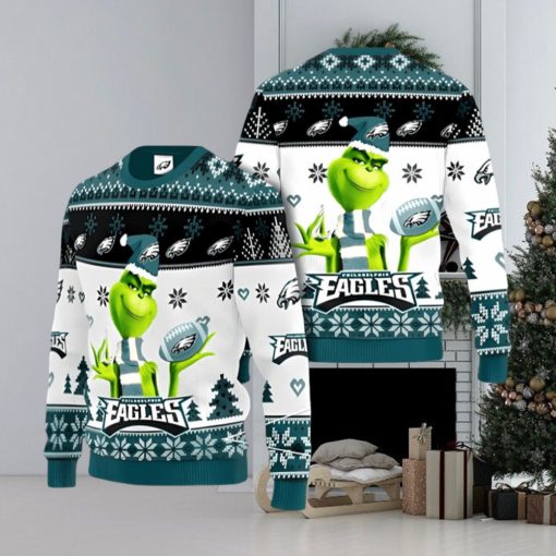 Philadelphia Eagles Grinch Ugly Christmas Sweater Xmas 3D Printed Christmas Sweater Gift