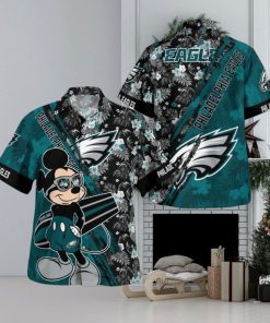 Philadelphia Eagles Mickey Mouse Floral Short Sleeve Hawaii Shirt