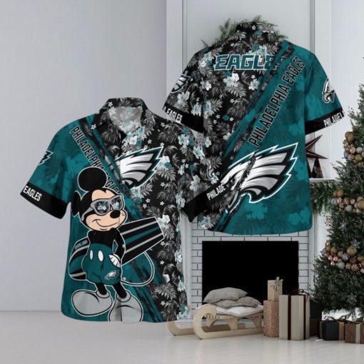 Philadelphia Eagles Mickey Mouse Floral Short Sleeve Hawaii Shirt