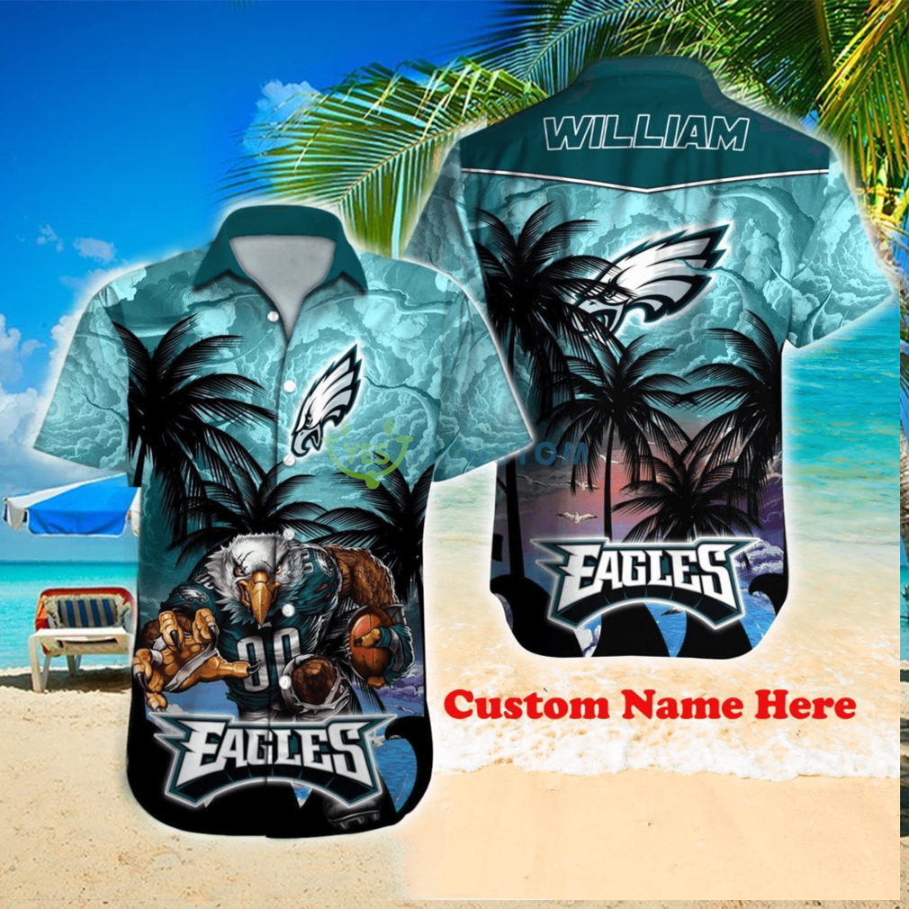 Custom Philadelphia Eagles Youth Black Name & Number Logo Long Sleeve T- Shirt 